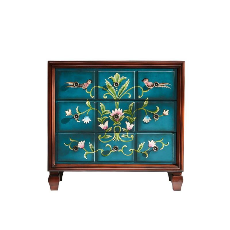 "American Retro Storage Chest Solid Wood Storage Chest Dresser for Bedroom - Blue 35"L x 16.5"W x 35"H"