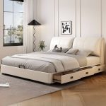 "White Modish Pallet Bed Frame, 59"W x 79"L, Cow Leather"