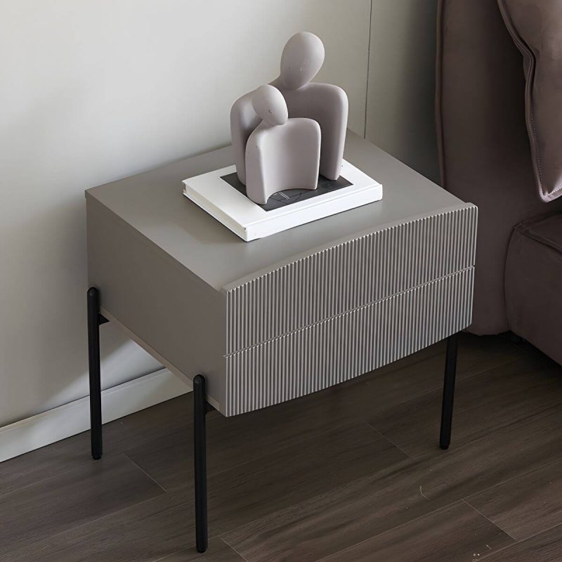 "Modern Grey Wood Nightstand with Drawer Storage and Reserve Installation Holes - Grey"