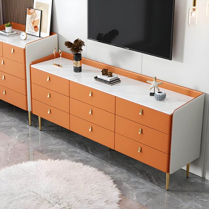 "modern White Slate Countertop Storage Chest Galant Style with Drawers - Dark Gray 47"L x 16"W x 38"H"