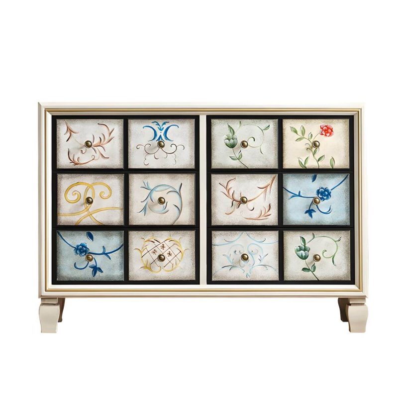 "American Retro Storage Chest Solid Wood Storage Chest Dresser for Bedroom - White 47"L x 17"W x 35"H"