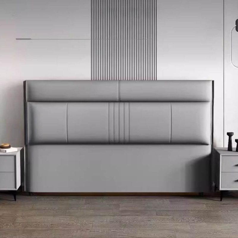 "Wood Rectangle Standard（36-55“） Sponge No Distressing Panel With Legs for Twin(38"W x 75"L), Light Gray, 59", Anti Cat Scratch Leather"