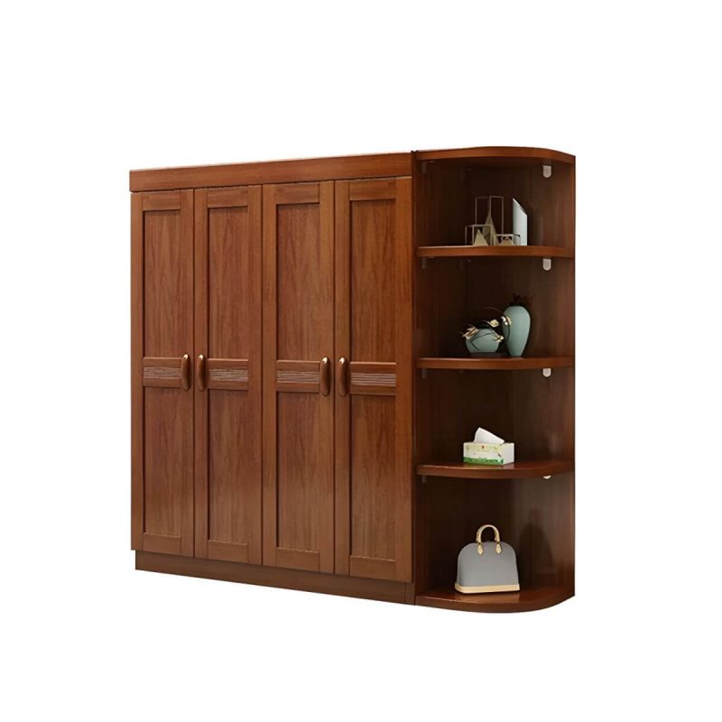 "Wood Brown Rustic Wardrobe Armoire with Drawers & Shelves, Walnut Finish - 65"L x 23"W x 81"H"