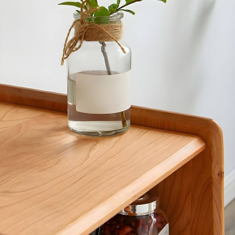 "Solid Wood Nightstands Natural Wood Color with Drawers and Open Shelf - 18"L x 16"W x 22"H"