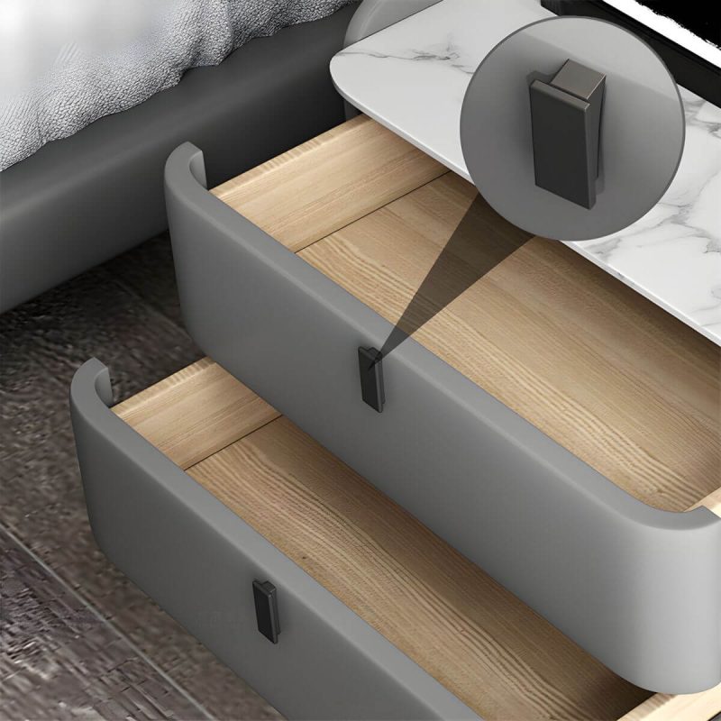 "Wooden Nightstand with 3 Drawers Contemporary 25" Tall Nightstand - Black Black"