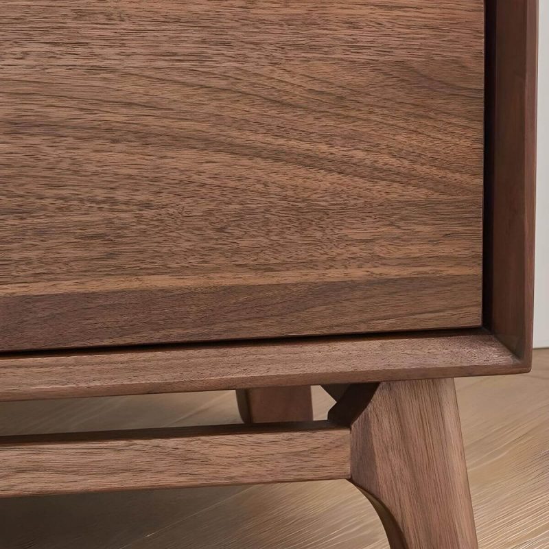 "Good Load Bearing Wood Grain Design Nightstands Solid Wood with Drawer - Rubber"