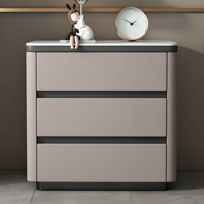 "Modern Pine Wood Bedside Cabinet with 3 Drawers for Bedroom Storage - Light Brown"