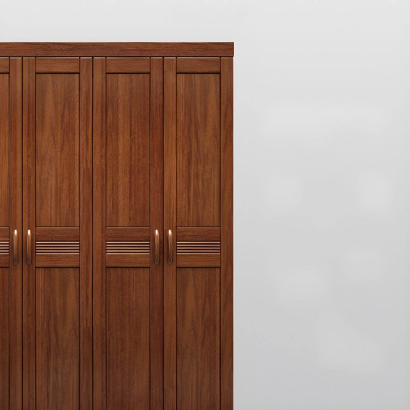 "Wood Brown Rustic Wardrobe Armoire with Drawers & Shelves, Walnut Finish - 52"L x 23"W x 100"H"