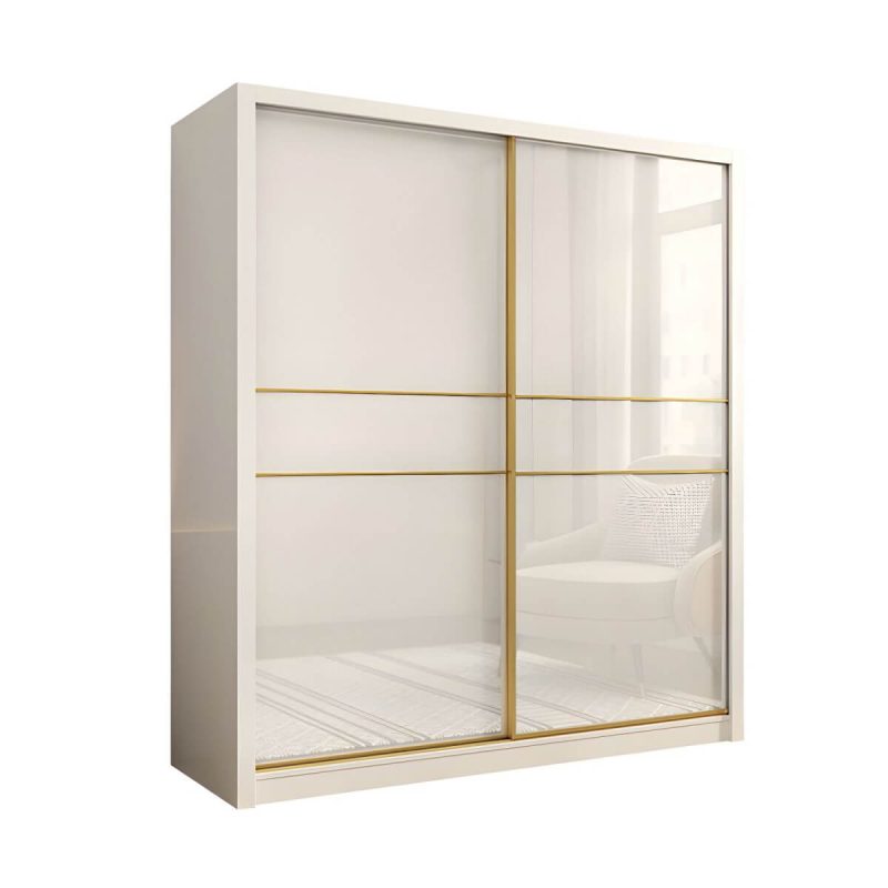 "Contemporary Glossy White Storage Cabinet Manufactured Wood Cabinet for Home - Armoires & Wardrobes 47"L x 23"W x 83"H"