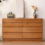 "Art Deco Cocoa Console Dresser with 8 Drawers, Horizontal Orientation, 63"L x 16"W x 31"H, Pine"