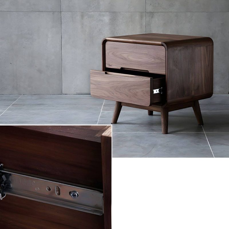 "Elegant Walnut Wood Traditional Nightstand with Drawer Storage in Brown - 1 Piece"
