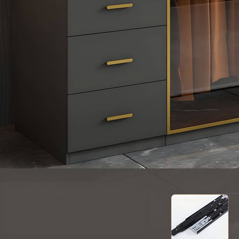 "Modern Glass Wardrobe Wardrobe Armoire Wardrobe Cabinet for Home - Armoire with Top Cabinet 79"L x 24"W x 83"H"