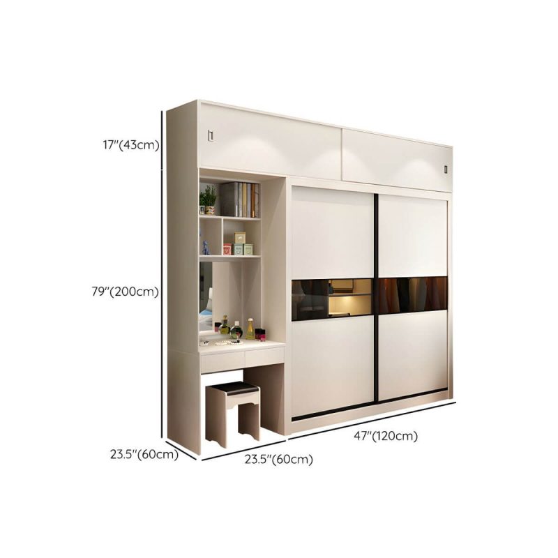 "Dimension of Contemporary Home Engineered Wood Wardrobe Freestanding Wardrobe Closet - Wardrobe&Dressing Table&Top Cabinet 47"L x 24"W x 79"H"