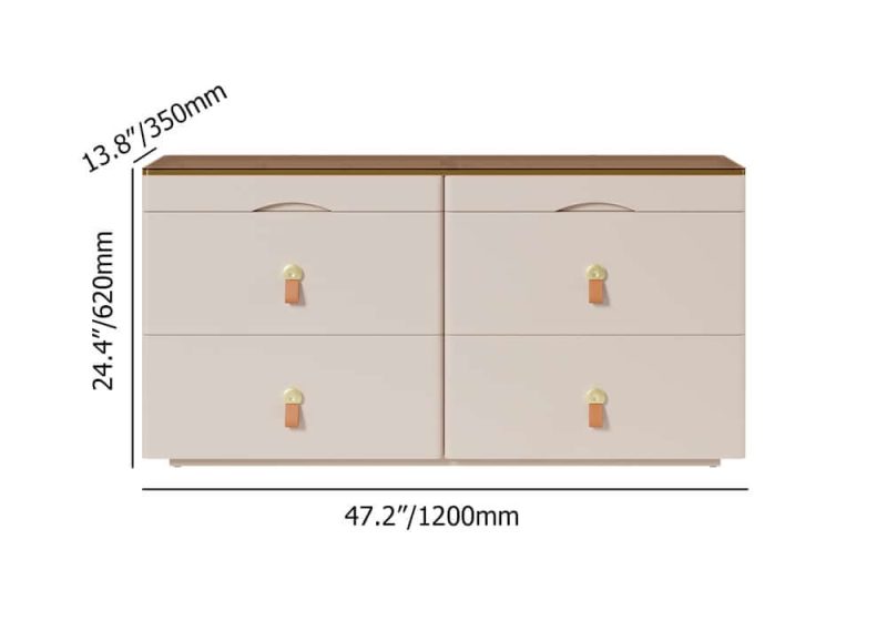"Dimension of Chanor 47" Glass Top Champagne 6-Drawer Dresser"
