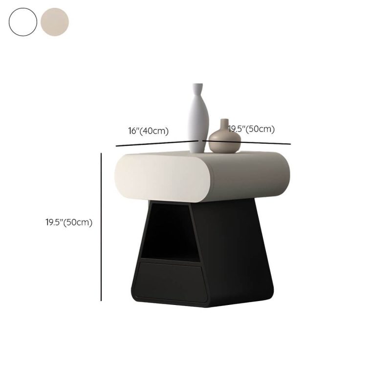 "Dimension of Art Natural Wood Nightstand With Drawer Organization and 2 Drawers, Trapezoid Shape Base Included - White 1 Piece 20"L x 16"W x 20"H"