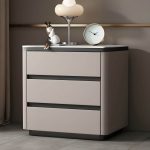 "Modern Pine Wood Bedside Cabinet with 3 Drawers for Bedroom Storage - Off-White"