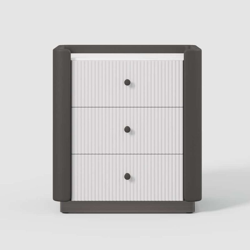 "Modern 3-Drawer Nightstand with Sintered Stone Top & USB Port"