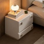 "Contemporary Wood Nightstand with Drawer Storage and Cabinet for Bedroom - Black 3-Piece Set"