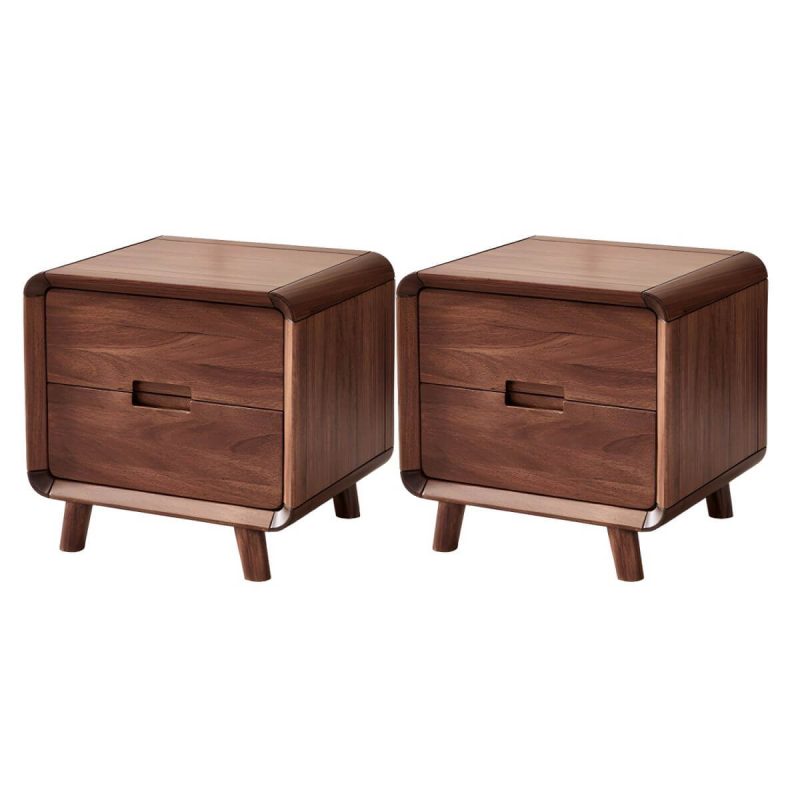 "Wood Nightstand with Drawers - Stylish, Small Size for Bedroom Storage - 2 Piece Set No Handle 20"L x 16.5"W x 20"H"