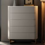 "Chalk Art Deco Manufactured Wood Vertical Semainier with 5 Drawers, With Plank"