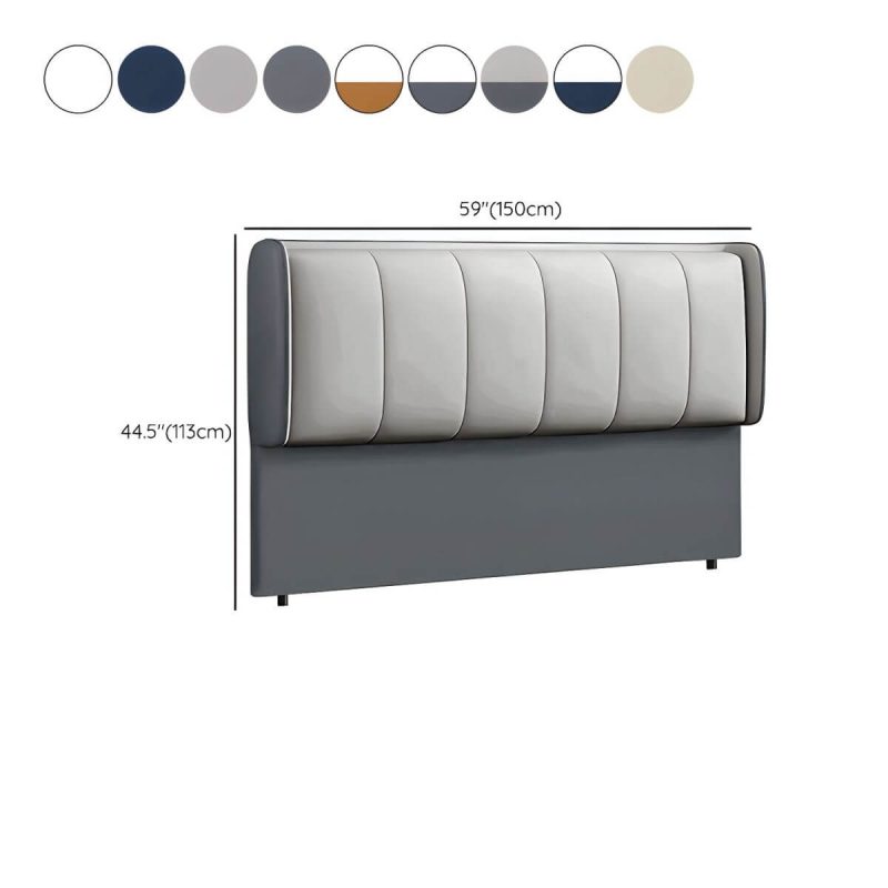 "Dimension of Contemporary Wingback Upholstered Headboard with Wood Legs and Standard Height - 59" Anti Cat Scratch Leather Beige"