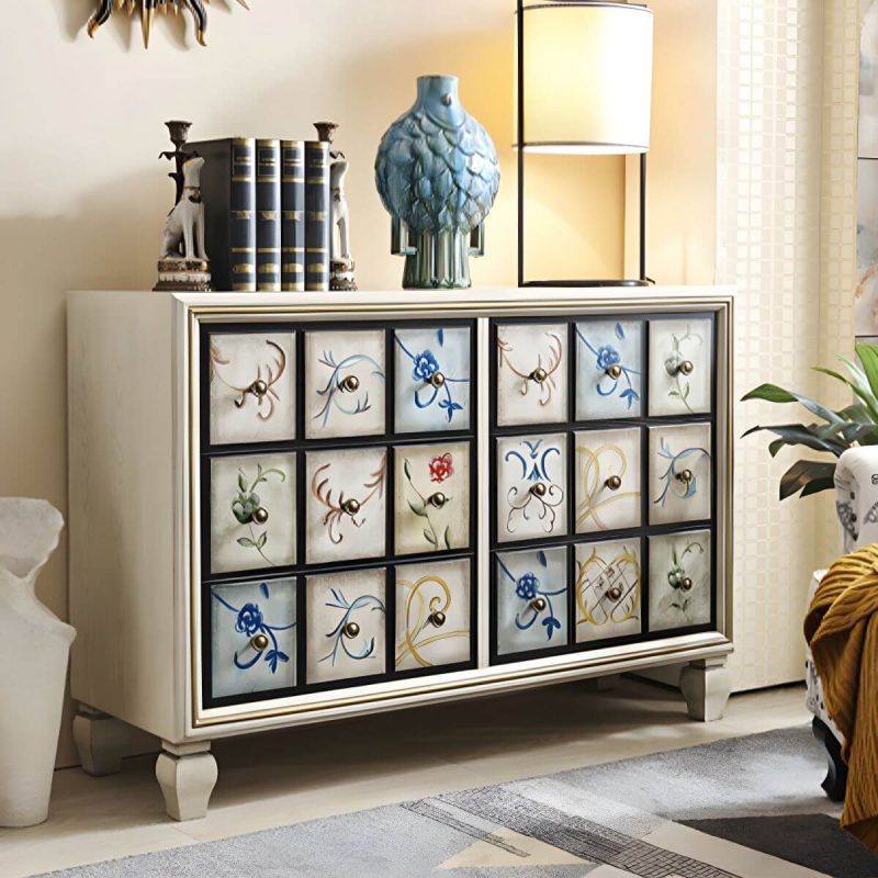 "American Retro Storage Chest Solid Wood Storage Chest Dresser for Bedroom - White 35"L x 16.5"W x 35"H"