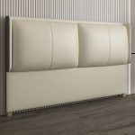 "Modern Wingback Upholstered Headboard with Wood Legs in Standard Height - 180 cm Grey"