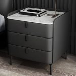 "Wooden Nightstand with 3 Drawers Contemporary 25" Tall Nightstand - Black Black"