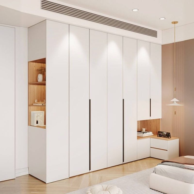 "Vibrant Multi-Color Casual Engineered Wood Wardrobe Closet with Soft Close Door, Interior Shelves, and Hanging Rod, 47"L x 24"W x 79"H"
