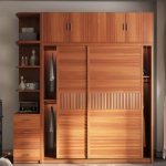 "Sepia Timber Cabinet Armoire with Soft Close Drawer, Soft Close Door, Interior Shelves, and Hanging Rod in Modish Style, Armoire, 55"L x 24"W x 83"H"