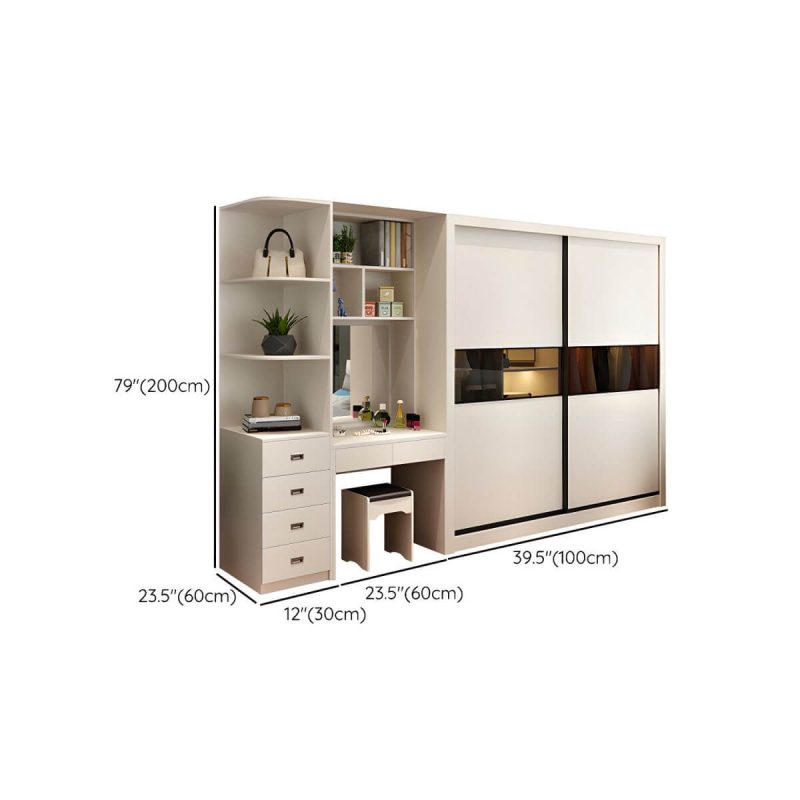 "Dimension of Contemporary Home Engineered Wood Wardrobe Freestanding Wardrobe Closet - Wardrobe & Makeup Vanities & Side Cabinet 39"L x 24"W x 79"H"