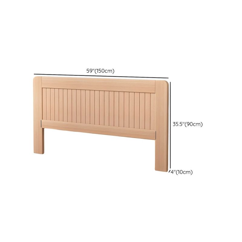 "Dimension of Scandinavian Brown Wood Headboard with Panel Style in Natural - Storage Not Included Rectangular 59""