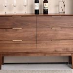 "Cocoa Art Deco Natural Wood Double Dresser with 5 Horizontal Drawers, 49"L x 16"W x 33"H"
