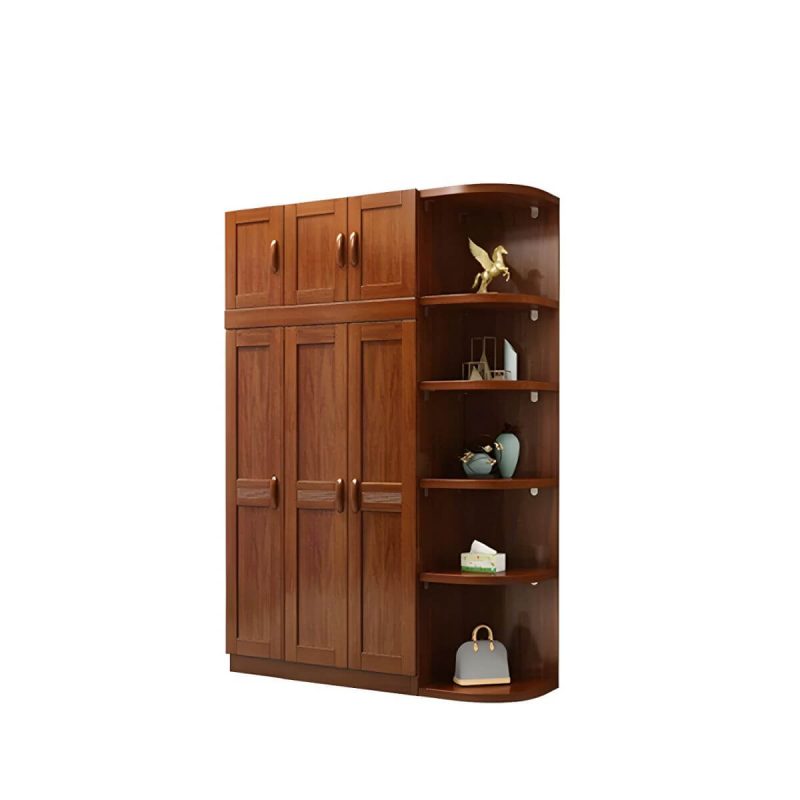 "Wood Brown Rustic Wardrobe Armoire with Drawers & Shelves, Walnut Finish - 52"L x 23"W x 100"H"