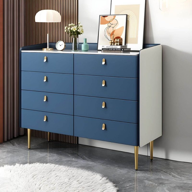 "modern White Slate Countertop Storage Chest Galant Style with Drawers - Blue 47"L x 16"W x 38"H"