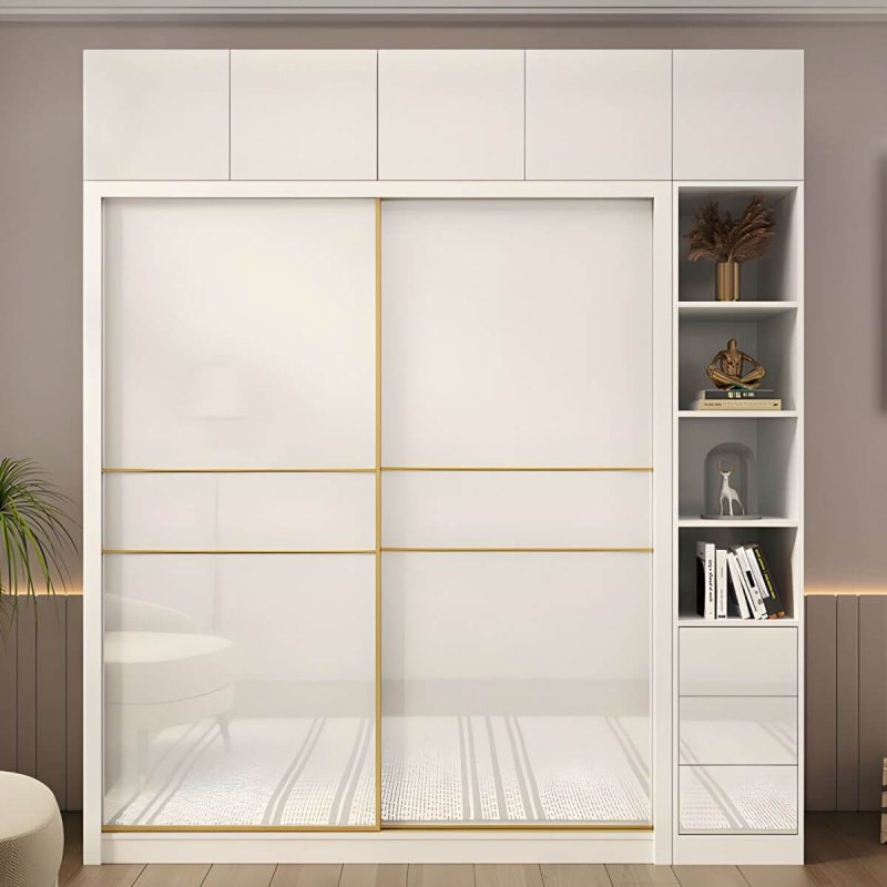 "Contemporary Glossy White Storage Cabinet Manufactured Wood Cabinet for Home - Armoires & Sideboard 47"L x 23"W x 83"H"