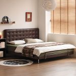 "Panel Bed with Mattress, Sponge Upholstery, Solid Color, Natural Wood Frame, Black, 71"W x 79"L"