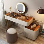 "Pine Vanity Set with Sliding, Scalable Features, and Dividers, Makeup Vanity (31") & Dresser (20") & Stool"