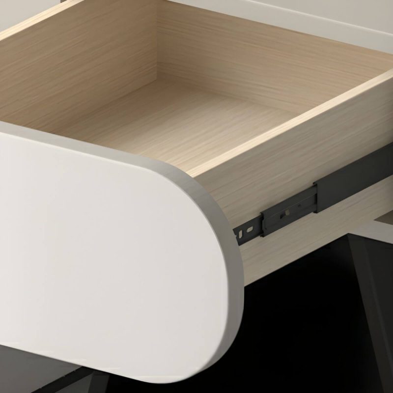 "Art Natural Wood Nightstand With Drawer Organization and 2 Drawers, Trapezoid Shape Base Included - White-Black 1 Piece 16"L x 16"W x 20"H"