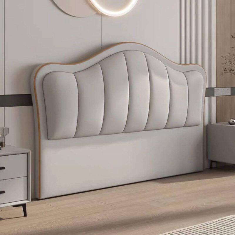 "Sleek Black Wood/Upholstery Panel Headboard Free-standing Standard for Elegant Modern Bedroom - Light Gray 71""