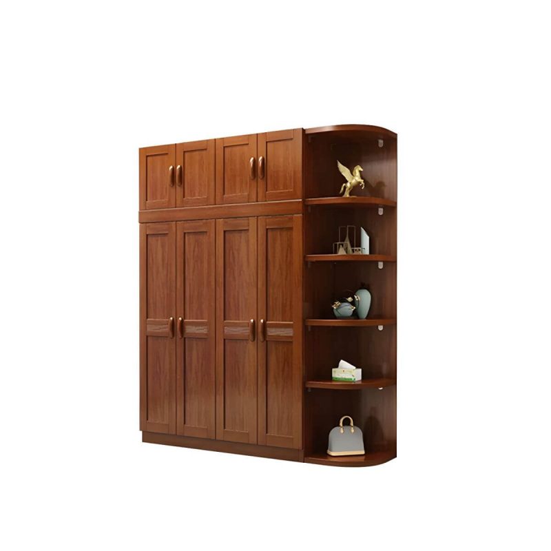 "Wood Brown Rustic Wardrobe Armoire with Drawers & Shelves, Walnut Finish - 65"L x 23"W x 100"H"