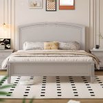 "Industrial Natural Wood Platform Bed with Panel Headboard, 59"W x 79"L, Panel Bed"