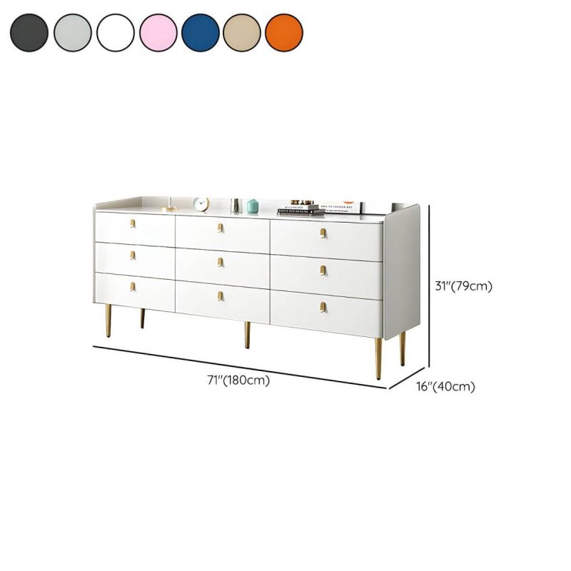"Dimension of modern White Slate Countertop Storage Chest Galant Style with Drawers - Pink 71"L x 16"W x 31"H"