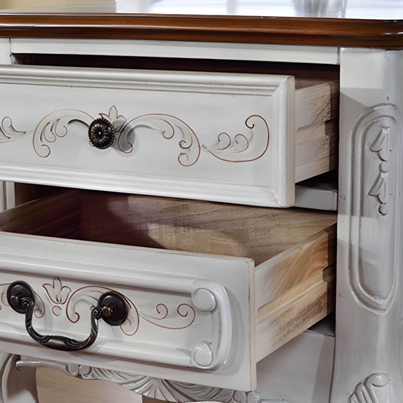 "Distressed French Country Nightstand with Wood Storage and 2 Drawers - Aqua 2 Piece Set"