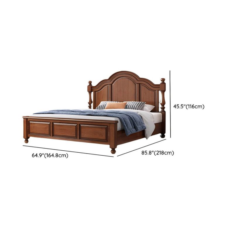 "Dimension of Mid-Century Modern Standard Bed Solid Wood Panel Bed with Headboard - Single Bed Panel 59"W x 79"L"