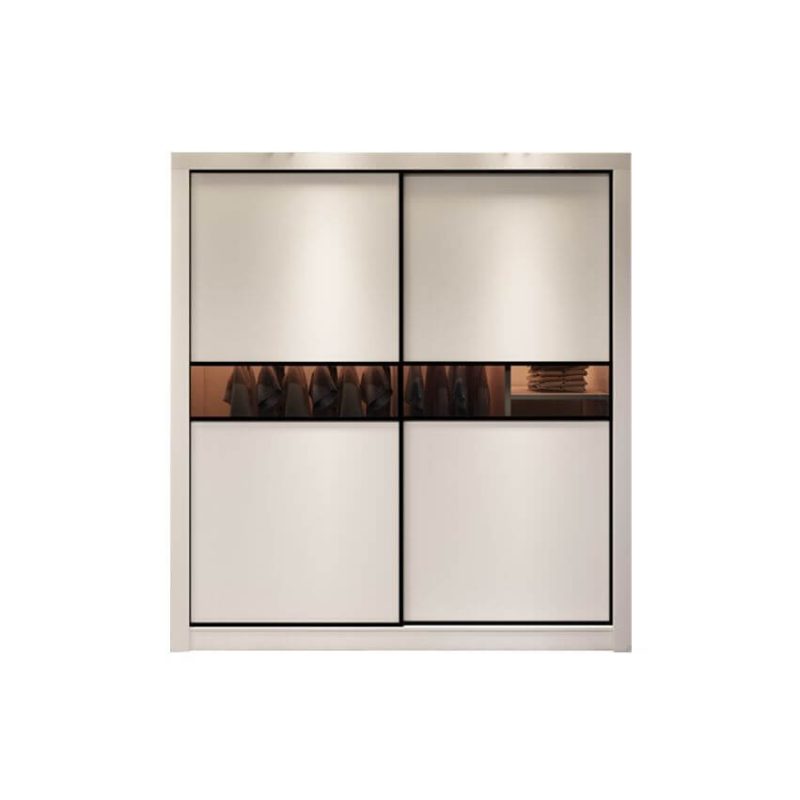 "White Wood Wardrobe Closet with Compartments, Interior Shelves, Casual Style, and Hanging Rod, 71"L x 24"W x 79"H"