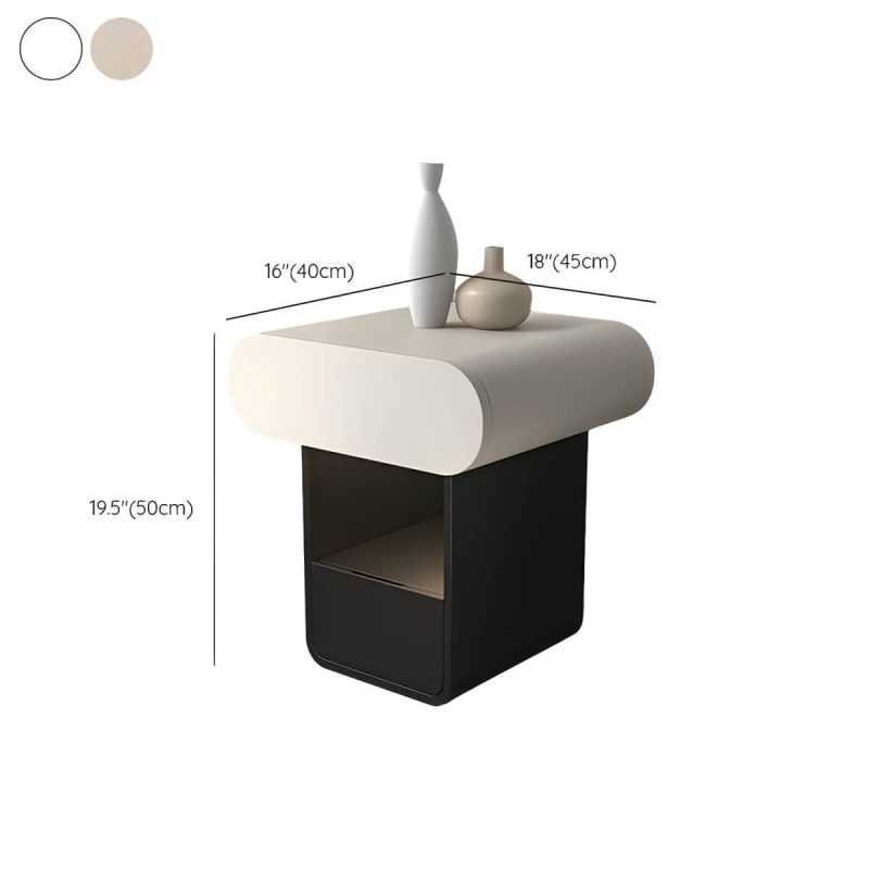 "Dimension of Art Natural Wood Nightstand With Drawer Organization and 2 Drawers, Trapezoid Shape Base Included - Cream 1 Piece 18"L x 16"W x 20"H"