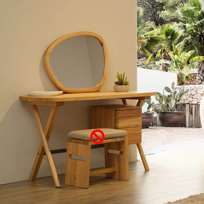 "Classic Standard Lumber Vanity Set with Standing Mirror & 2 Drawers, Natural"