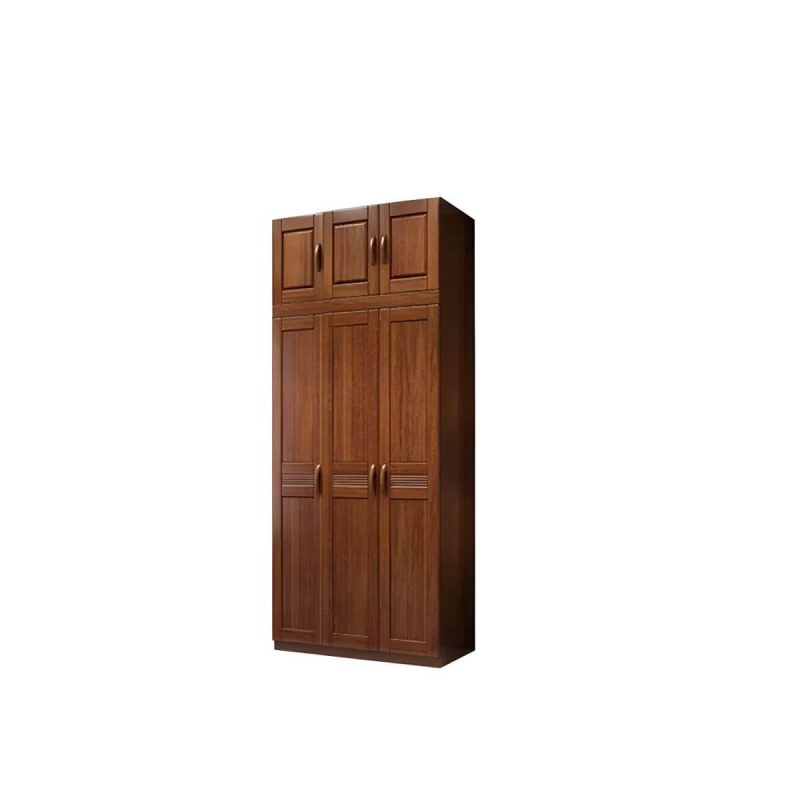 "Wood Brown Rustic Wardrobe Armoire with Drawers & Shelves, Walnut Finish - 40"L x 23"W x 100"H"