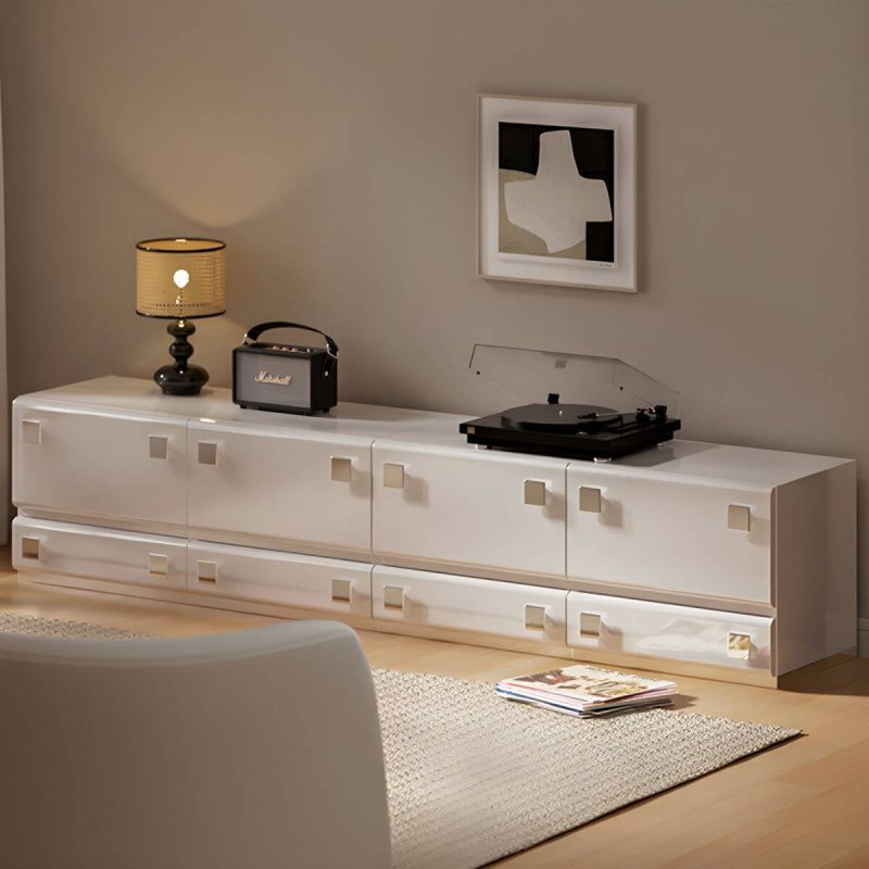 "Contemporary Wood Nightstand with Drawer Storage and Cabinet for Bedroom - White 4-Piece Set"